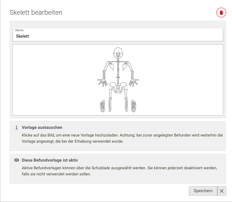 Screenshot Menü Dokumentation graphischen Befund löschen